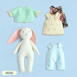 PDF Mini Bunny Doll with Set of Clothes Sewing Pattern