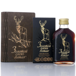 Set "Golden Deer" deer antler balm with souvenir wooden book ECO product, 100 ml (light)