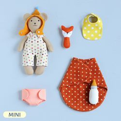 PDF Mini Bear Doll with Baby Set Sewing Pattern