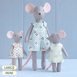 2 PDF Mouse Family (Large Mouse and Two Mini Mice) Sewing Patterns Bundle