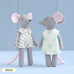PDF Two Mini Mice Dolls Sewing Pattern