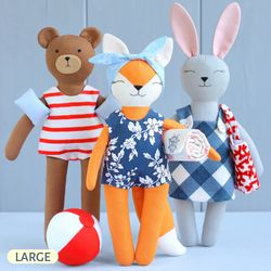 PDF 7-piece Beach Set for Large Doll (Clothes and Accessories) Sewing Pattern