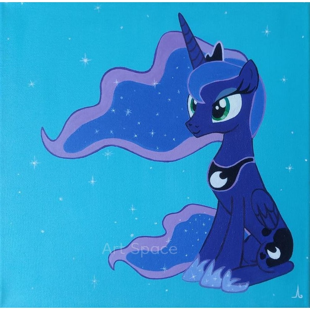 My Little Pony-Princess Luna-Pony-Friendship Is Magic -MLP-blue-acrylic painting-on canvas-cartoon-1.jpg