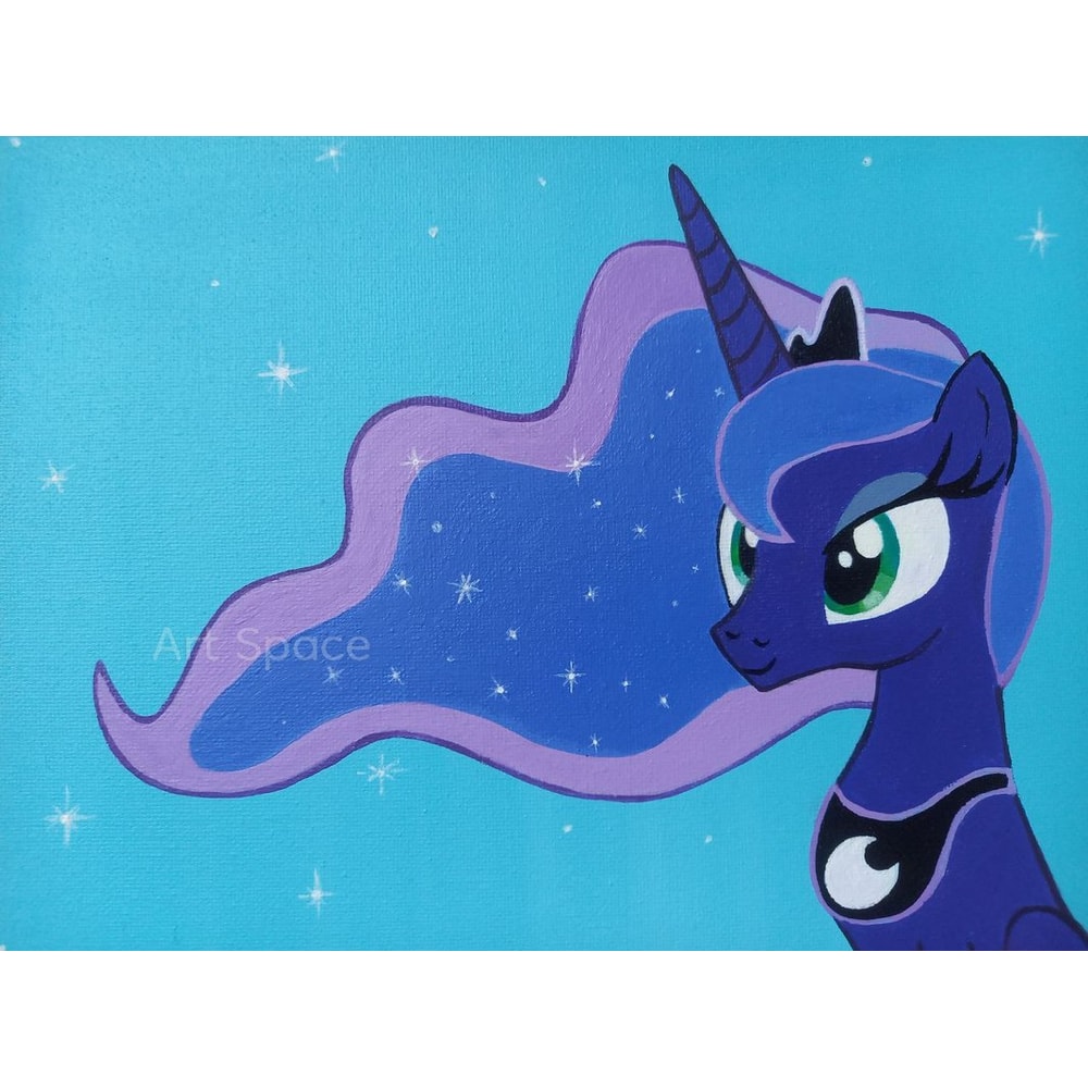 My Little Pony-Princess Luna-Pony-Friendship Is Magic -MLP-blue-acrylic painting-on canvas-cartoon-4.jpg