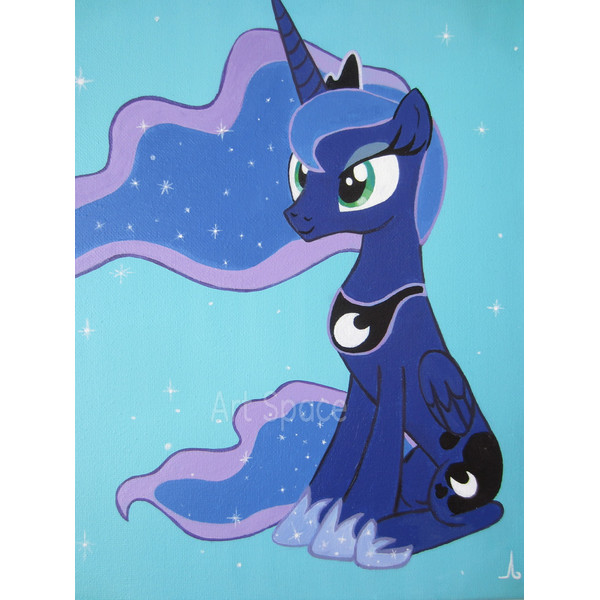 My Little Pony-Princess Luna-Pony-Friendship Is Magic -MLP-blue-acrylic painting-on canvas-cartoon-6.JPG