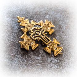 Gutzul brass cross necklace pendant,ukrainian cross jewellery,Vintage Brass Cross charm,handmade Brass Cross jewellery