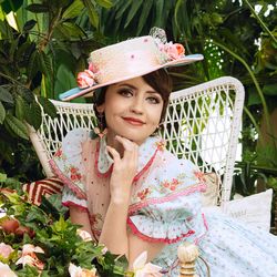 women straw boater hat -flowers- wide brim -sun -summer