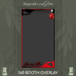 360 overlay 18th birthday custom template 360 bday guy overlay videobooth 360 red black ballons selfie photobooth slomo