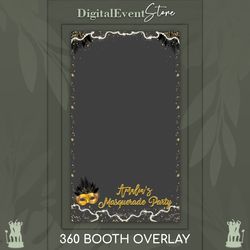 360 Masquerade Party Overlay Custom Gold BDay Template 360 Overlay Pearl Selfie Photobooth 360 Mask Videobooth Touchpix