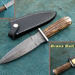 stunning custom made damascus steel hand made hunting dagger knife
