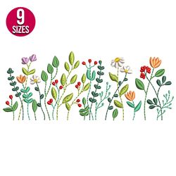wildflowers design, machine embroidery pattern, instant download