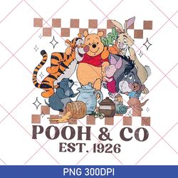 vintage pooh & co est 1926 png, cute pooh bear and friends png, disney pooh bear png, walt disney world, disneyland png