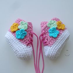 CROCHET Baby Booties PATTERN | Baby Sneakers | Crochet Baby Shoes | Crochet Baby Girl Booties | Sizes 0-12 months