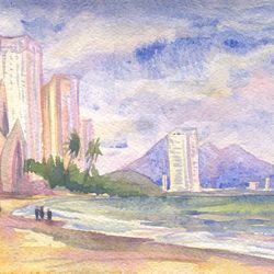 original watercolor painting seascape artwork gift hand painting