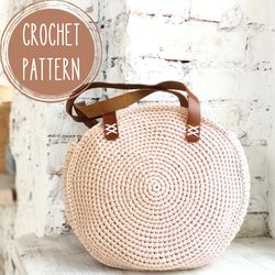 Crochet Bag Pattern PDF, Round bag DIY, Beach Bag, Shopping bag, Shoulder bag, boho handbag, reusable grocery bag