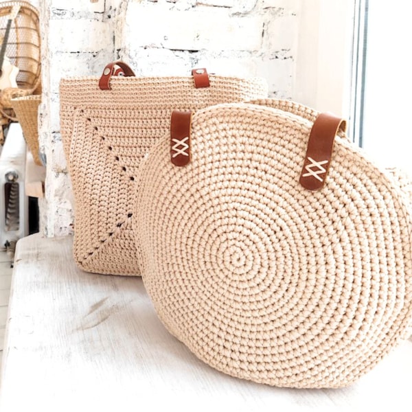 Crochet Bag Pattern PDF, Round bag DIY, Beach Bag, Shopping | Inspire ...