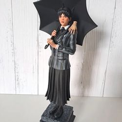 Wednesday 3D printed hand painted custom figure, Wednesday Addams model, Wednesday figure handpaint high detail