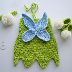 CROCHET PATTERN - Tinker Bell Costume | Baby Fairy Dress | Baby Fairy Photoshoot | Crochet Halloween Costume