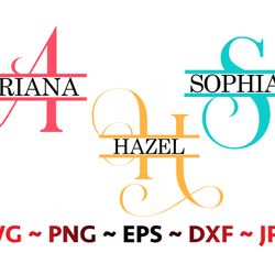 Split Monogram Alphabet SVG, DXF, PNG Split Monogram Frame Alphabet, Cut File for Cricut, Silhouette, 26 Individual Svg