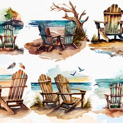 couple chair on the beach watercolor