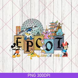disney epcot since 1982 png, vintage mickey and friends epcot png, disney family vacation epcot png, disney epcot trip