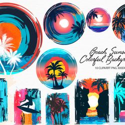 beach sunset colorful background 2