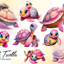 pink turtle watercolor mother's day