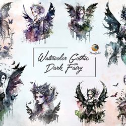 watercolor gothic dark fairy bundle