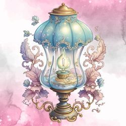 fairy lamp watercolor clipart bundle