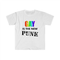funny y2k tshirt, gay is the new punk 2000's style lgbtq meme tee, gift shirt