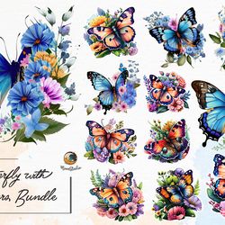 butterfly with flowers bundle
