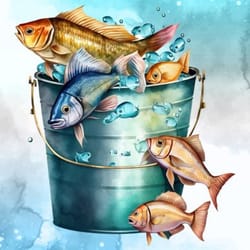 bucket of fish sublimation clipart