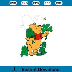 Winnie The Pooh And Lucky Clovers Saint Patricks Day Svg