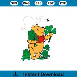 winnie the pooh and lucky clovers saint patricks day svg
