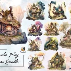 watercolor fairy house bundle