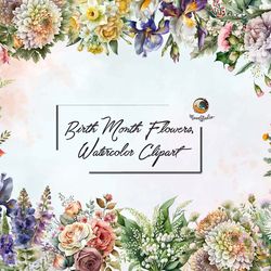 birth month flowers watercolor