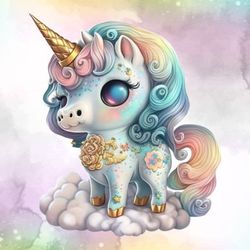 cute baby unicorn sublimation clipart