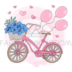PARTY BICYCLE Valentine Day Holiday Vector Illustration Set