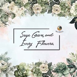 sage green and ivory flowers