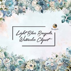 light blue bouquets watercolor