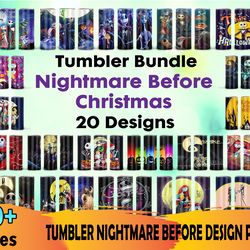 20 nightmare tumbler bundle png, jack skellington png