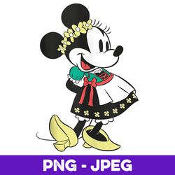 disney mickey and friends minnie mouse dirndl portrait v2 , png design, png instant download