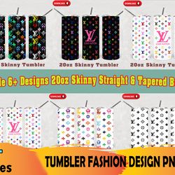 6 lv tumblers 20oz skinny bundle png, lv pattern, lv sublimation