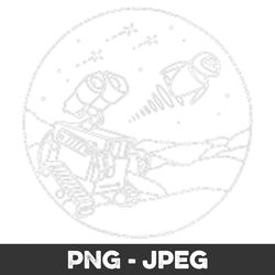 disney pixar wall-e & eve line art left chest v2