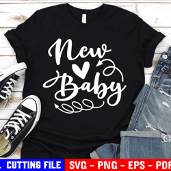 Newborn Svg, New Baby Svg, I Am New Here Svg, Baby Tee Svg, Baby Shower Svg Files For Cricut & Silhouette