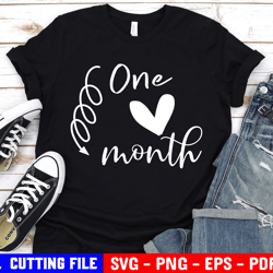 One Month Svg, New Baby Svg, Newborn Svg, Baby Svg, Baby Monthly Milestones Svg Files For Cricut & Silhouette