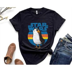 Star Wars Last Jedi Porg Retro Stripes Logo Graphic Unisex T-shirt Birthday Shirt Gift For Men Women Kid Hoodie Sweatshi