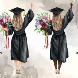 graduation girl watercolor clipart