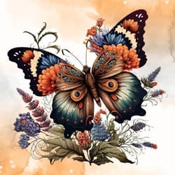 retro butterfly sublimation clipart
