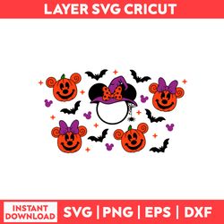 Cute Witch Full Wrap Svg, Cute Witch Minnie Mouse Starbucks Svg, Pumpkin Svg, Halloween Svg, Minnie Mouse Svg